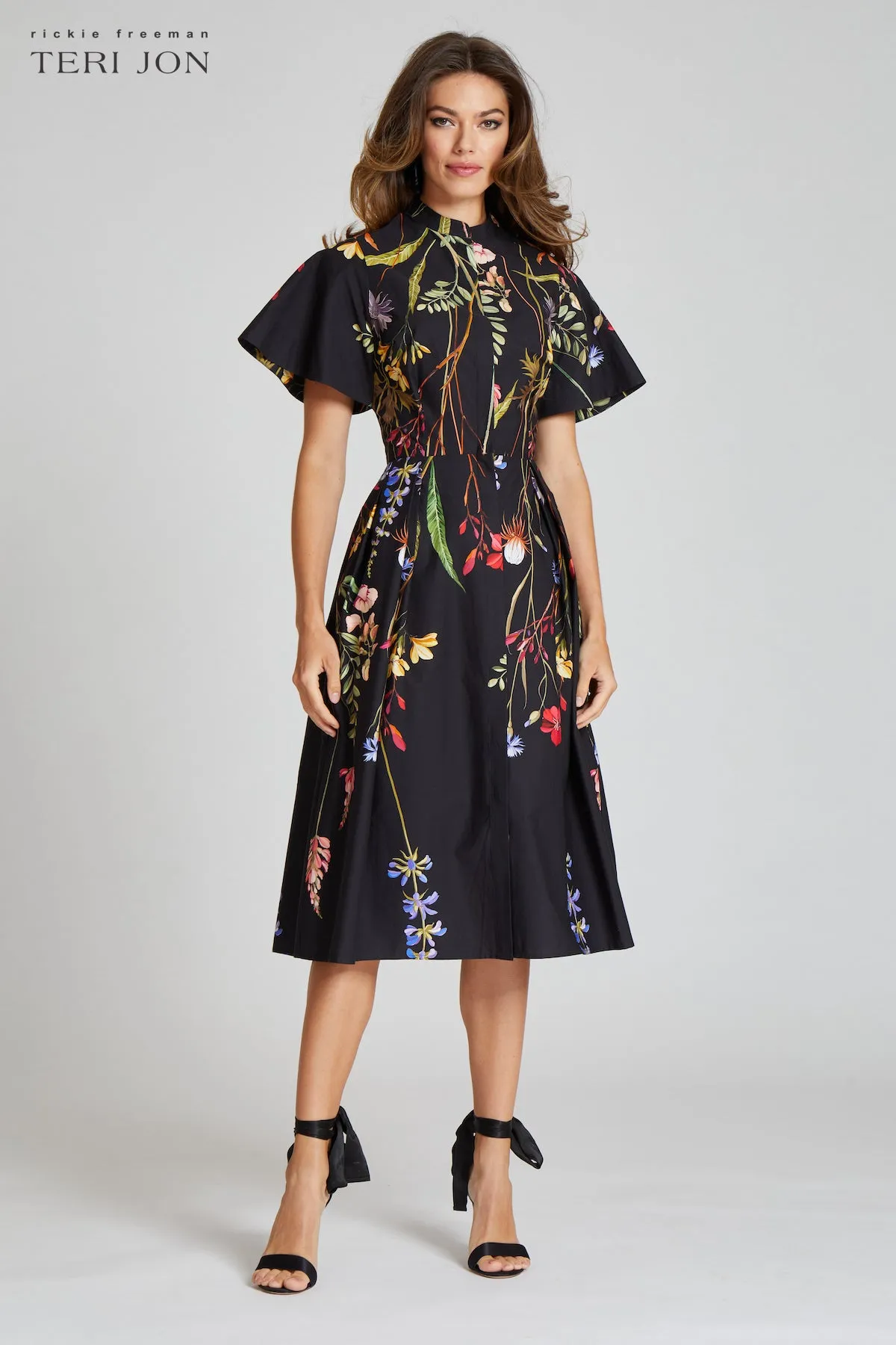 Cotton Floral Tea Length Dress sold by Teri Jon