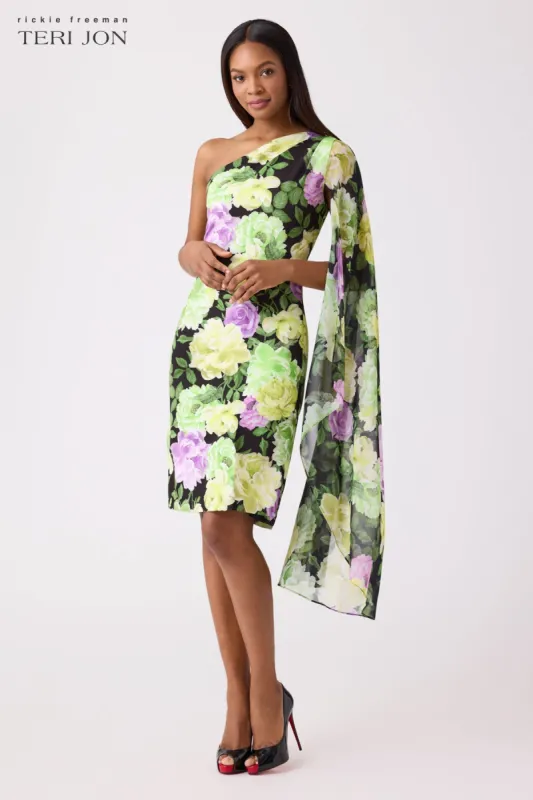 One Shoulder Fly Away Mini Dress made by Teri Jon