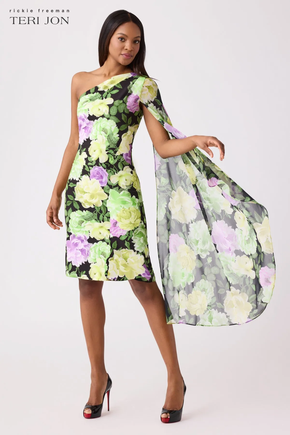 One Shoulder Fly Away Mini Dress sold by Teri Jon product image thumbnail 2