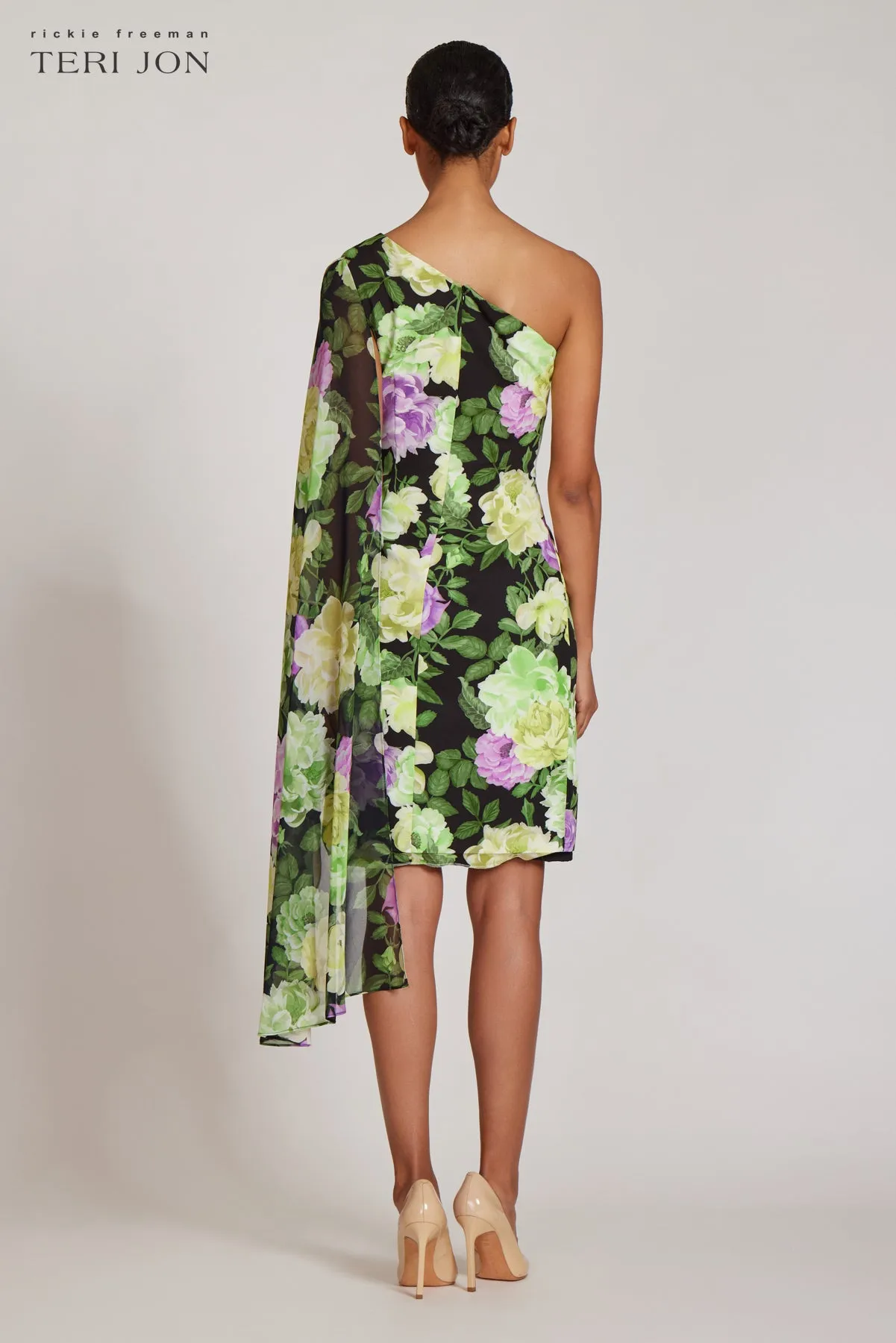 One Shoulder Fly Away Mini Dress sold by Teri Jon product image thumbnail 4