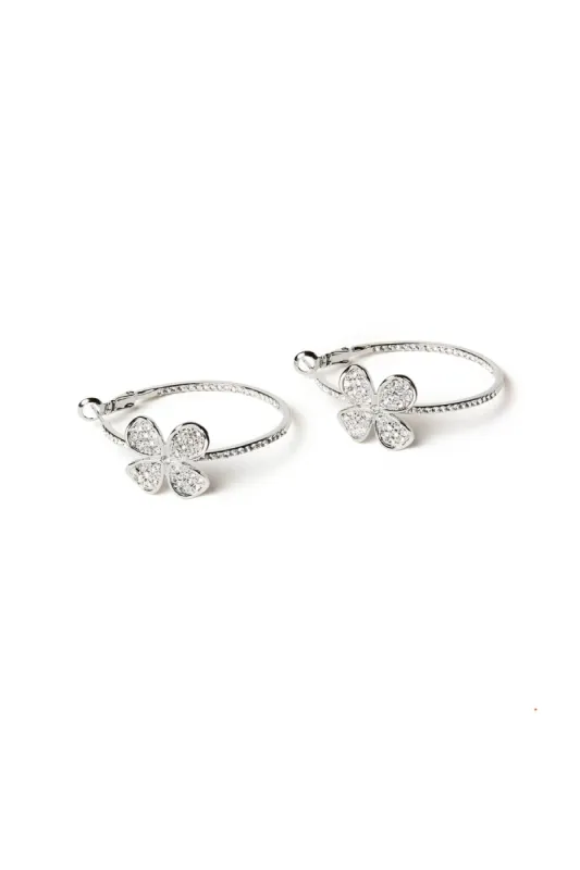 Rhinestone Flower Hoop Earrings sold by Teri Jon