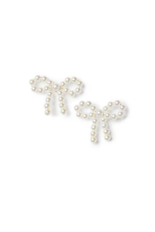 Pearl Bow Stud Earrings sold by Teri Jon