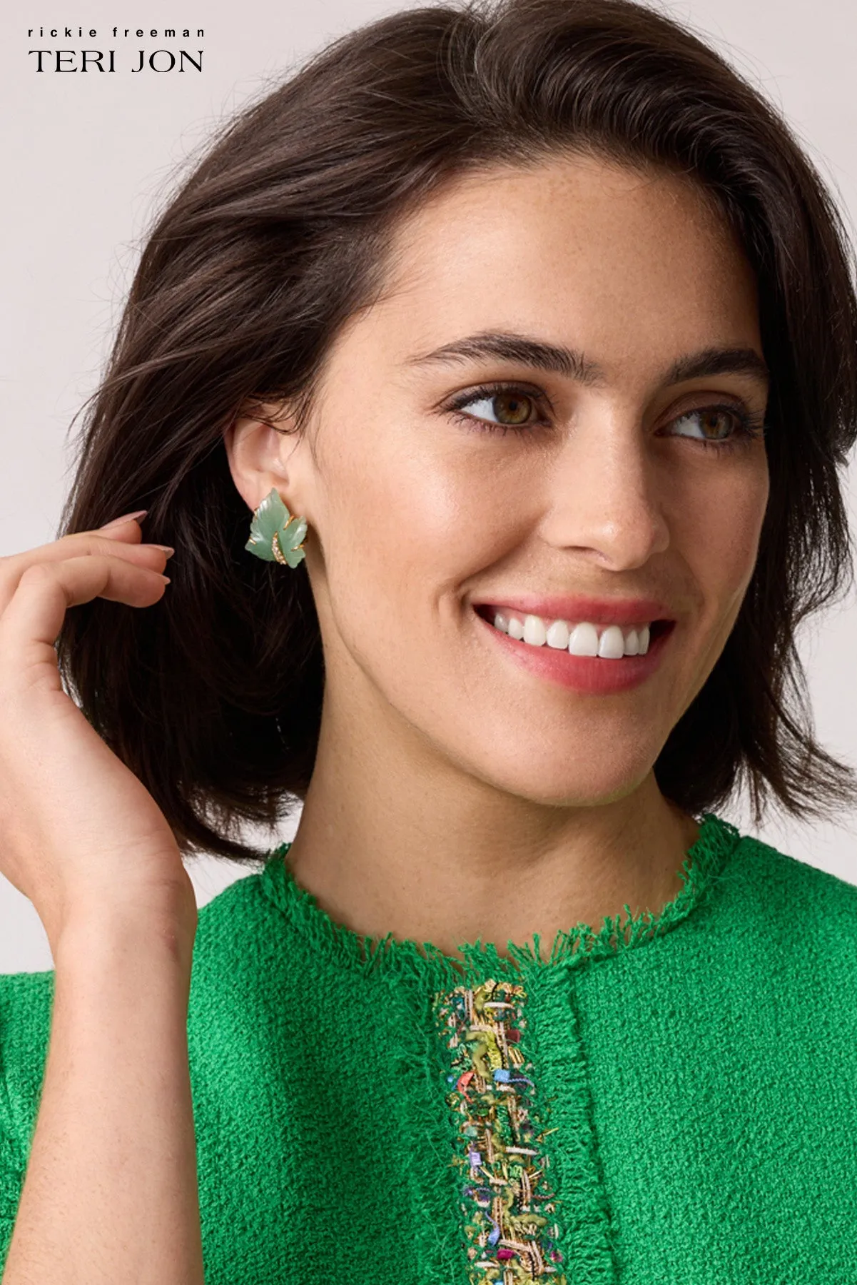 Green Leaf Earrings sold by Teri Jon product image thumbnail 5