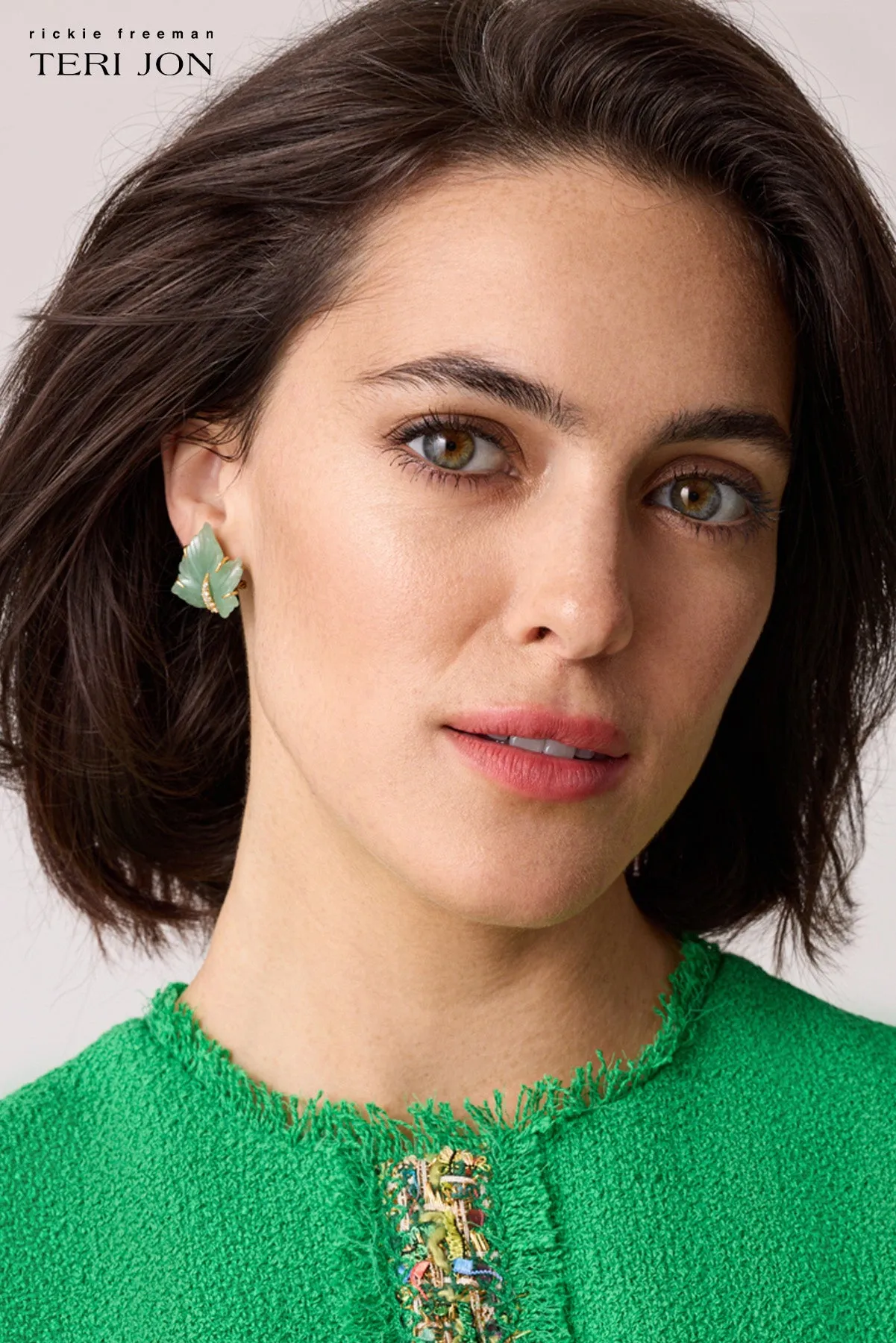 Green Leaf Earrings sold by Teri Jon product image thumbnail 4