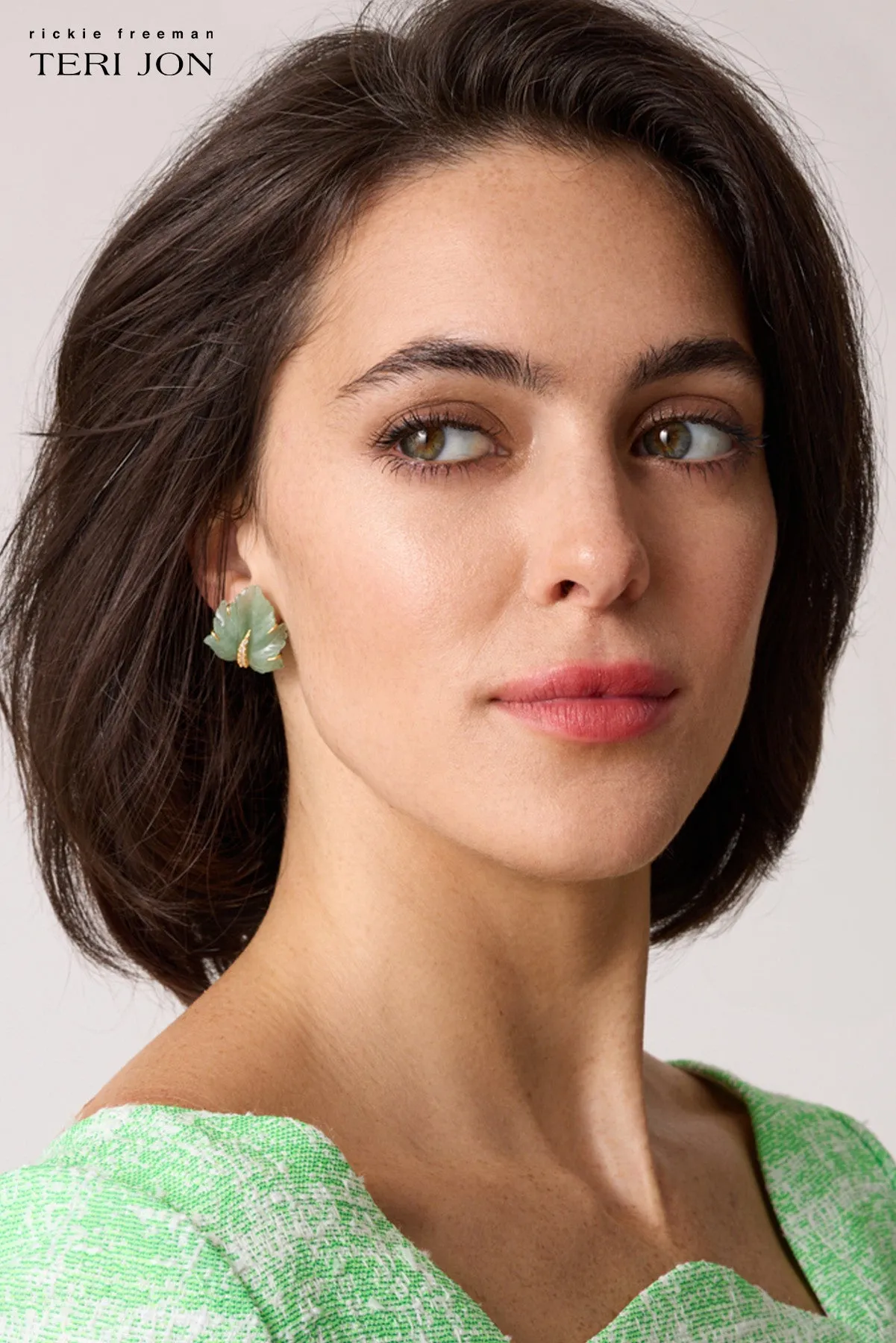 Green Leaf Earrings sold by Teri Jon product image thumbnail 2