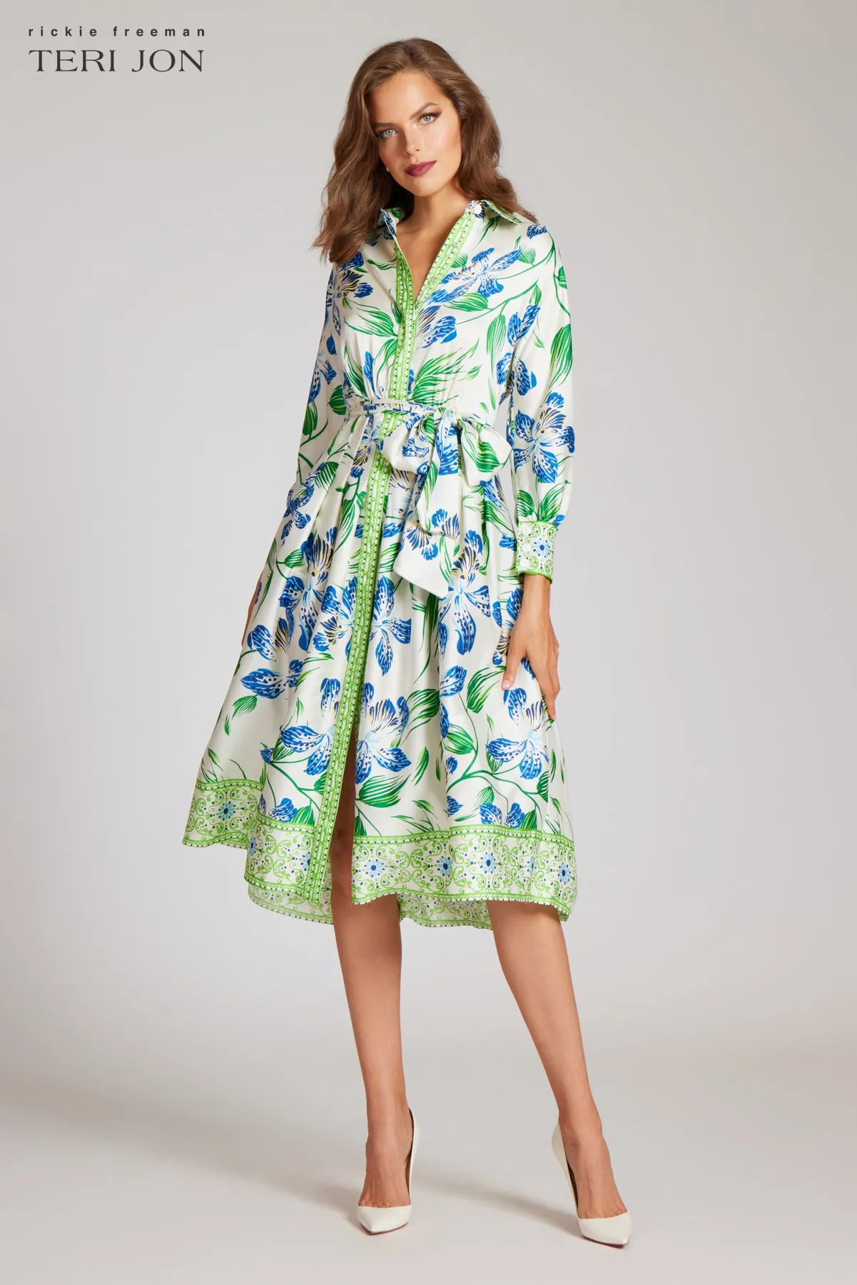 Twill Leaf Print Shirt Dress sold by Teri Jon