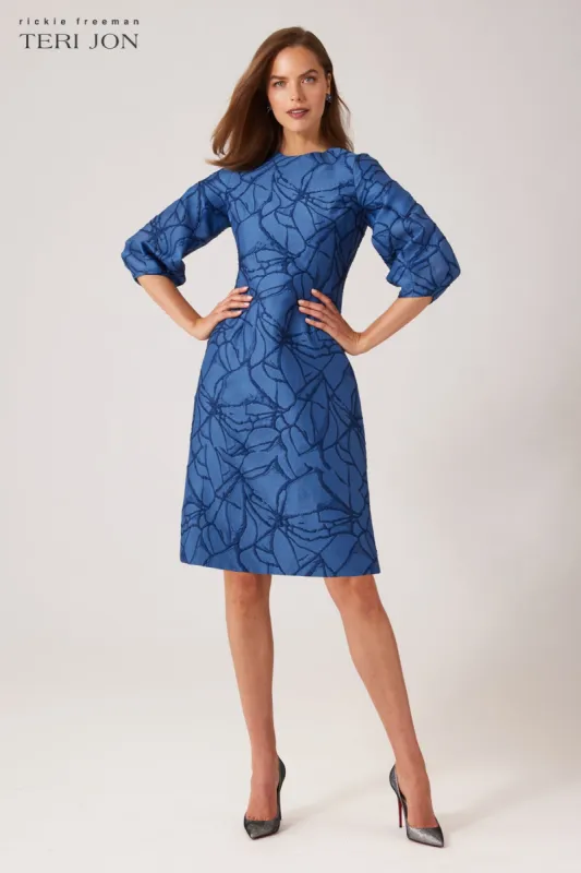 Balloon Sleeve Jacquard A-Line Dress sold by Teri Jon