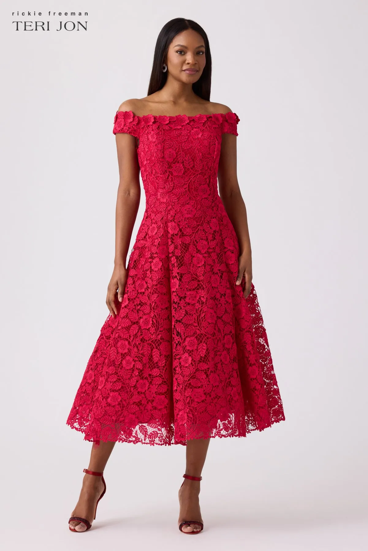 Embroidered Floral Lace Dress sold by Teri Jon product image thumbnail 2