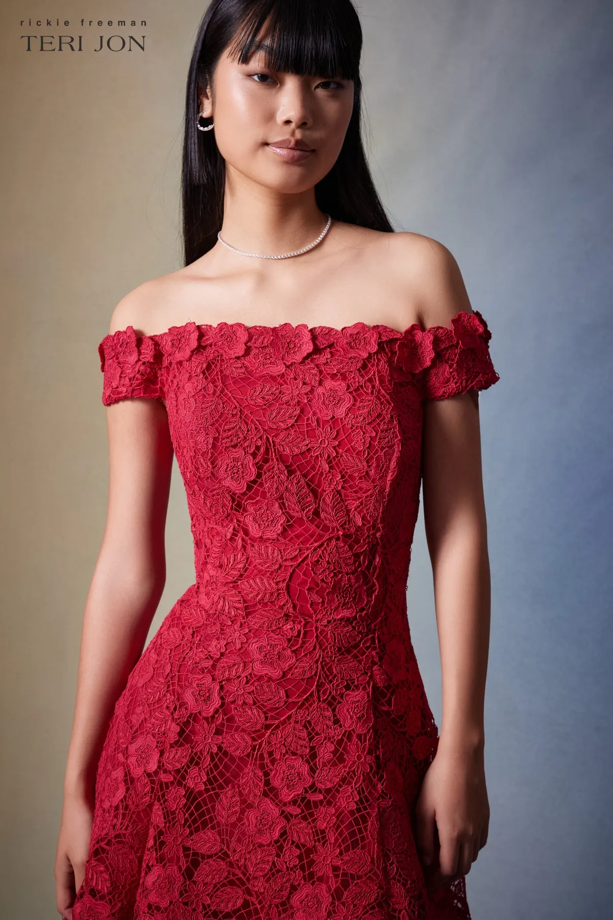 Embroidered Floral Lace Dress sold by Teri Jon product image thumbnail 3