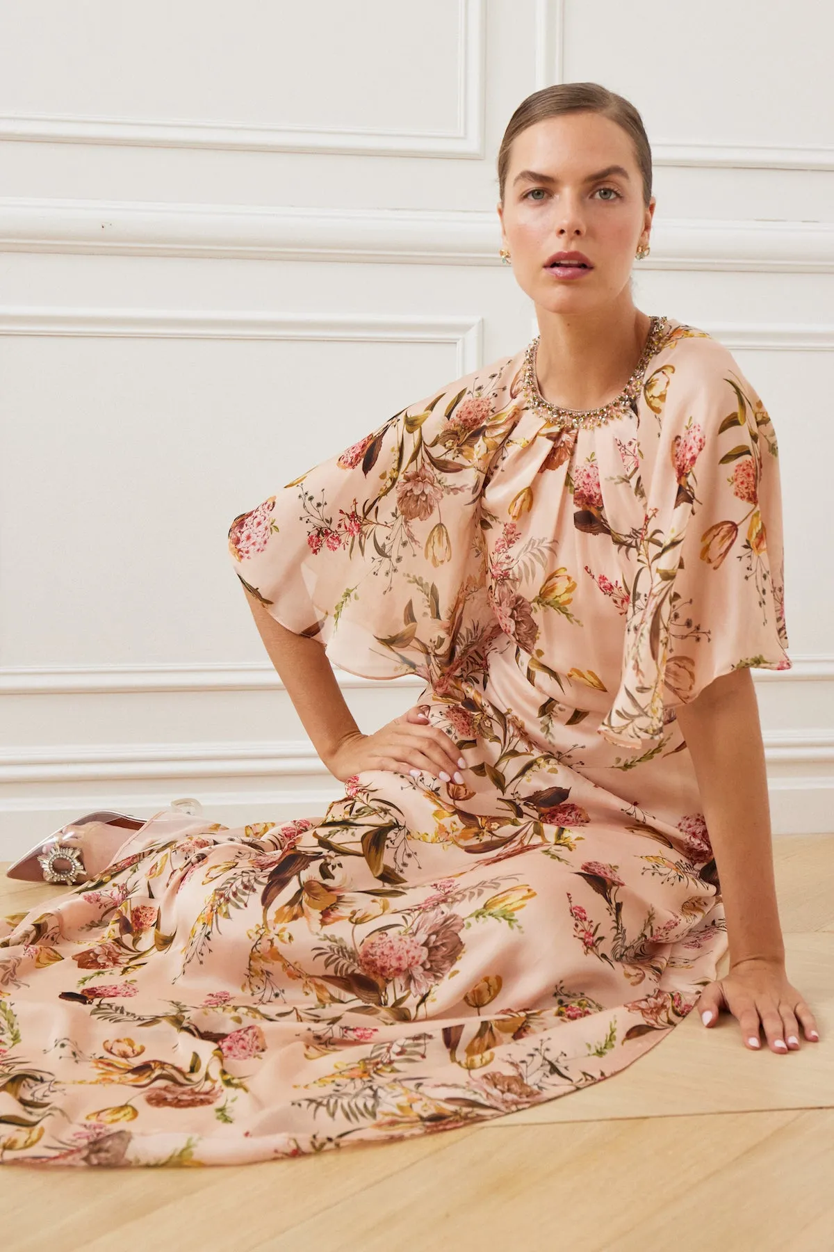 Beaded Flutter Collar Gown sold by Teri Jon product image thumbnail 2