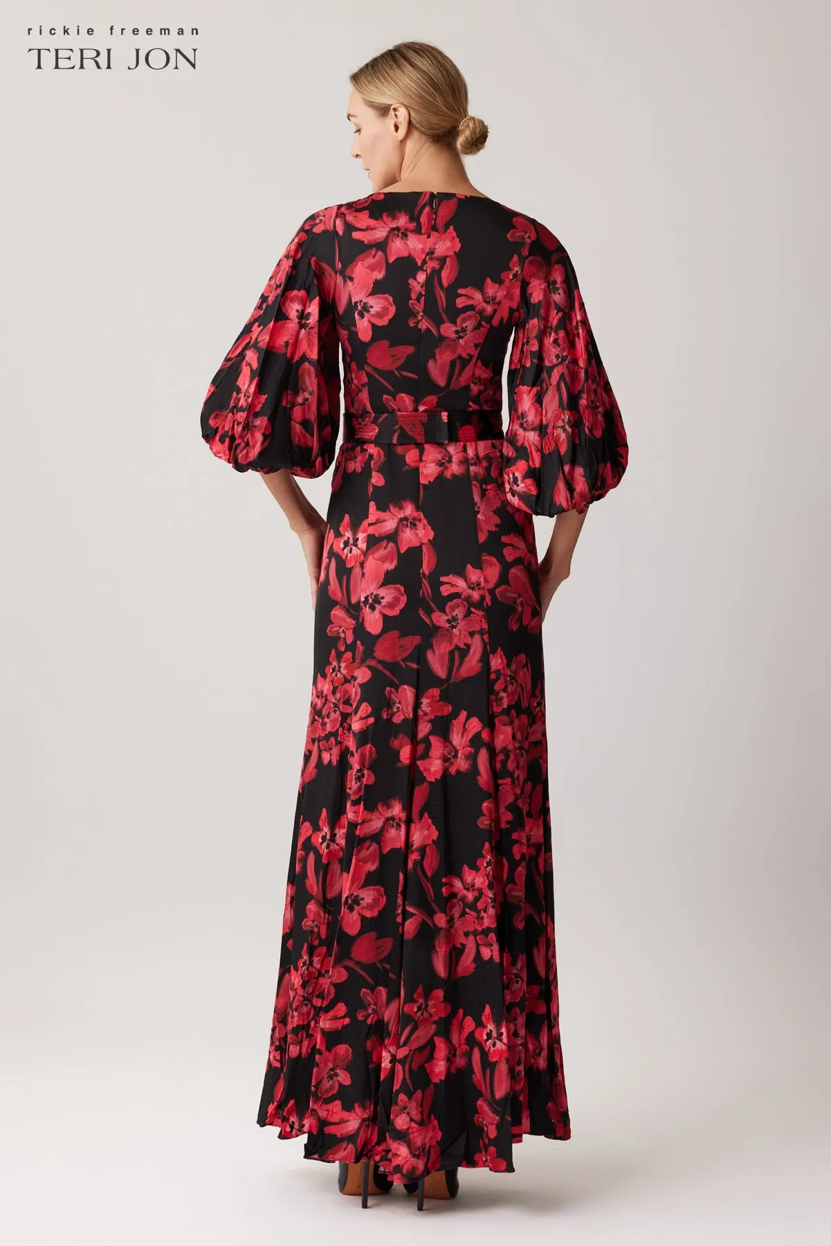 Silk Floral Jewel Belt Gown sold by Teri Jon product image thumbnail 4