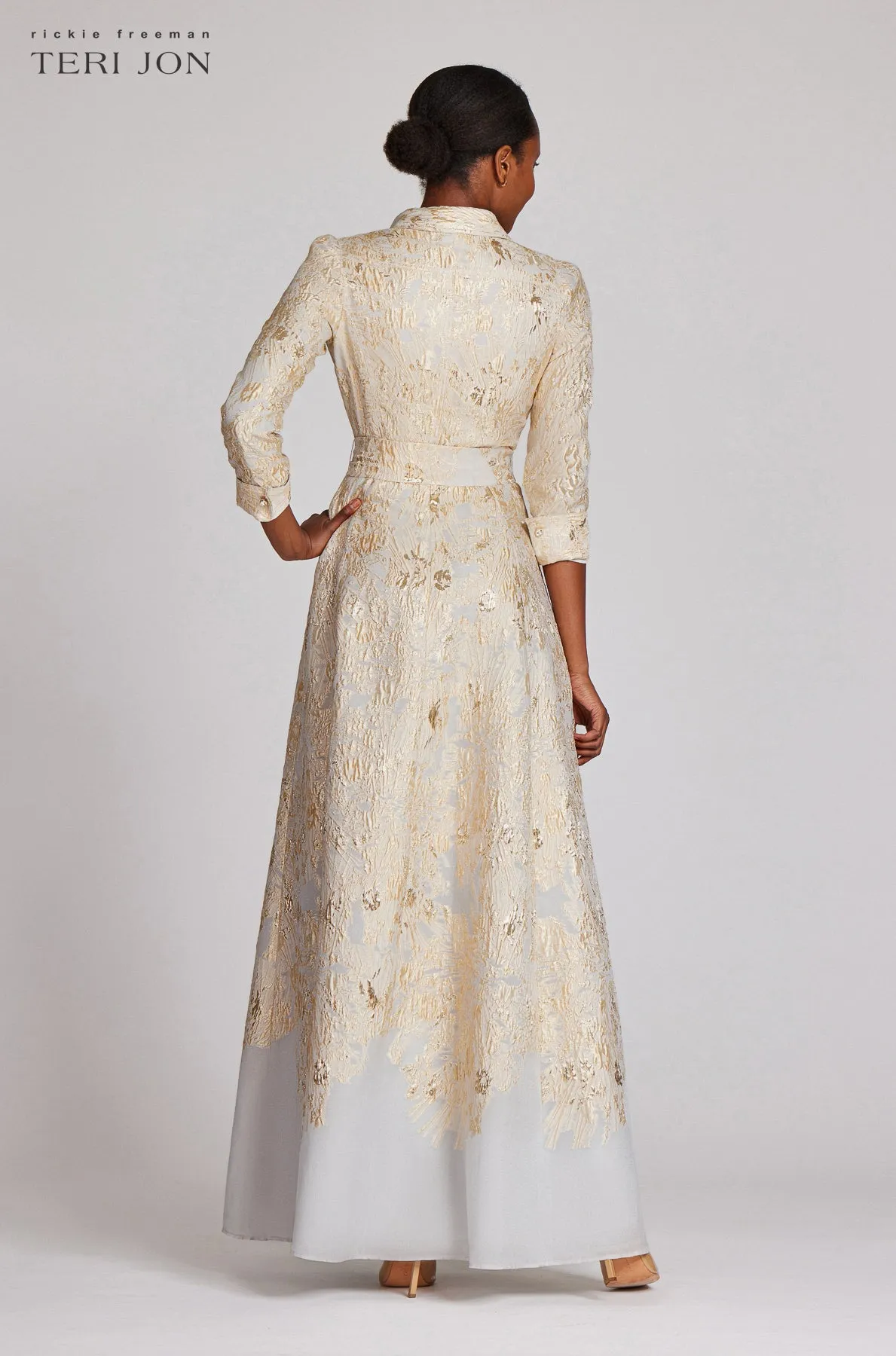 Metallic Shirt Waist Organza Gown sold by Teri Jon product image thumbnail 3