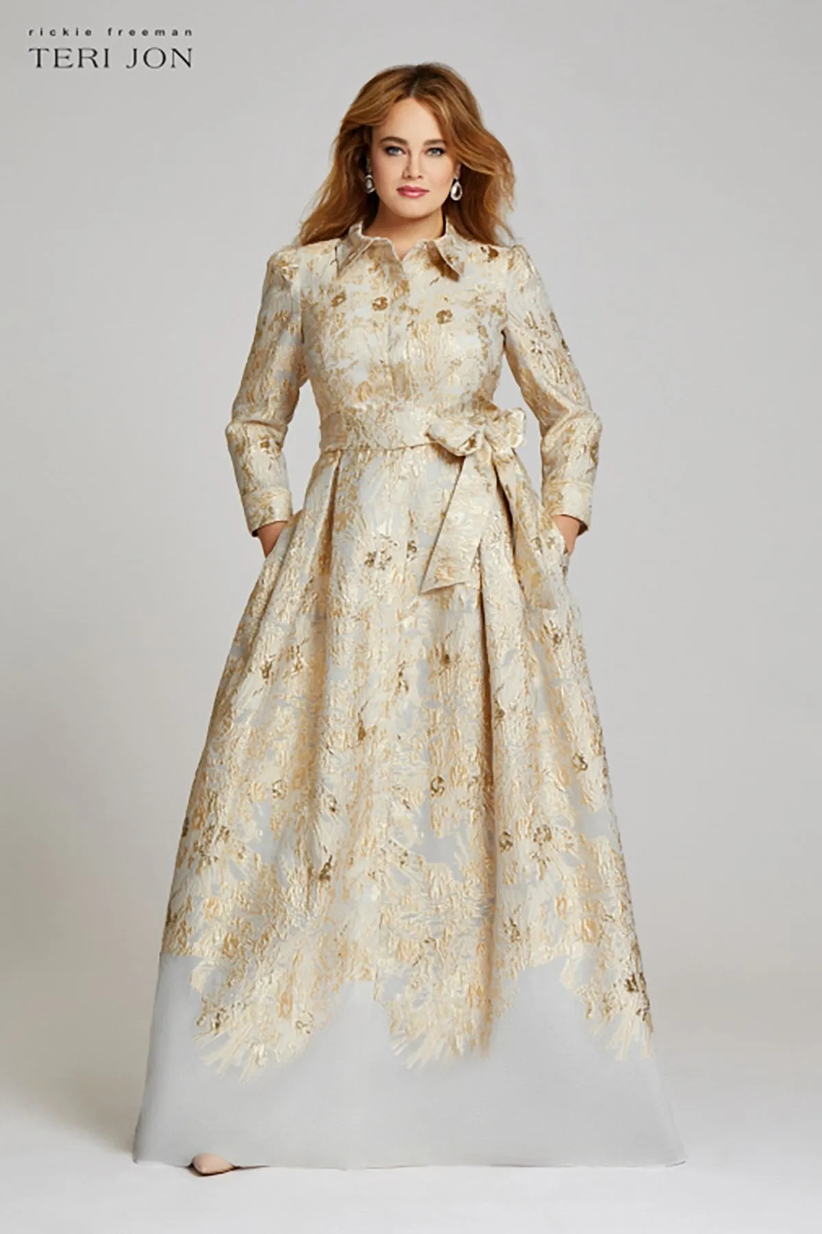 Metallic Shirt Waist Organza Gown sold by Teri Jon product image thumbnail 2