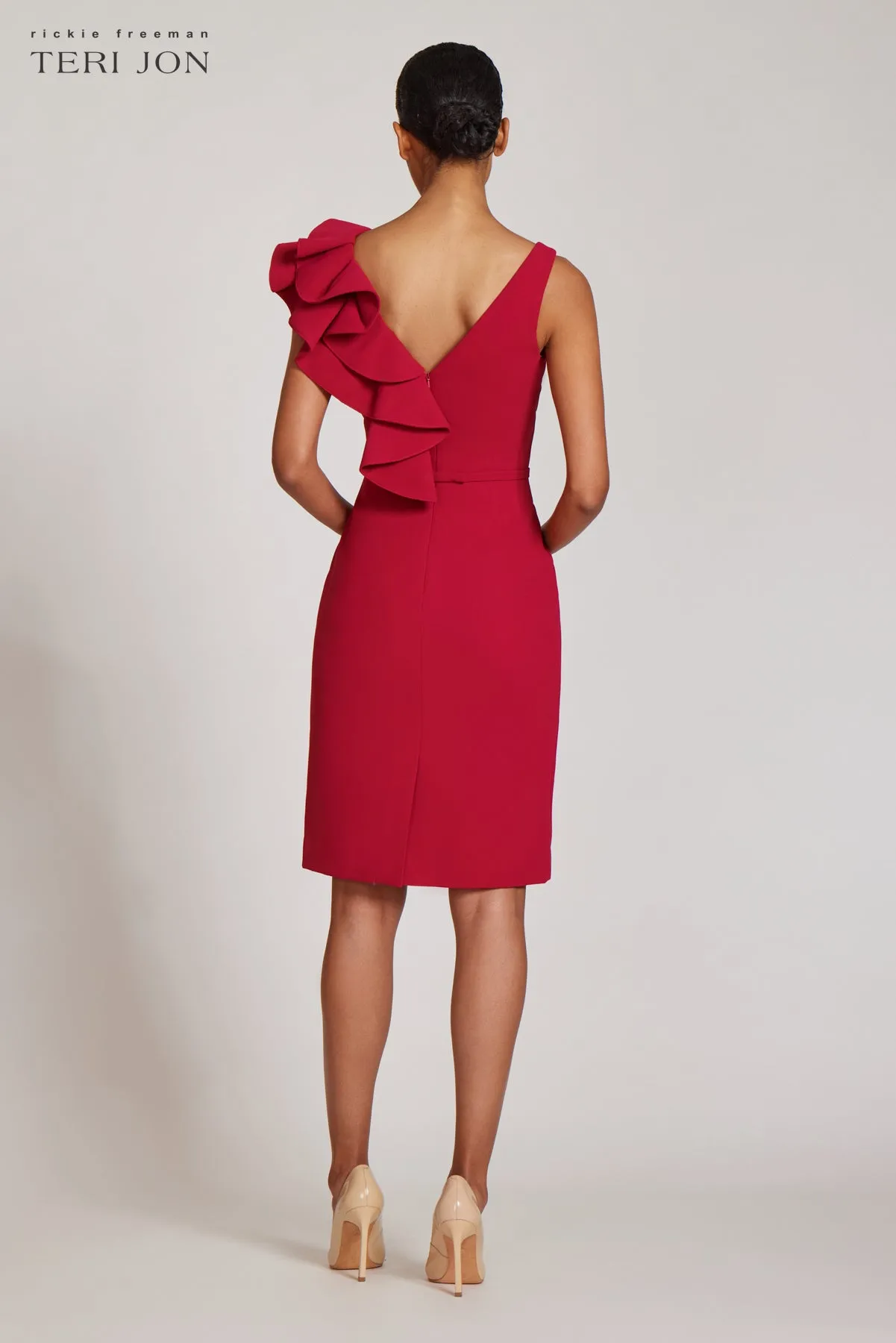 Sleeveless Crepe Ruffle Dress sold by Teri Jon product image thumbnail 5