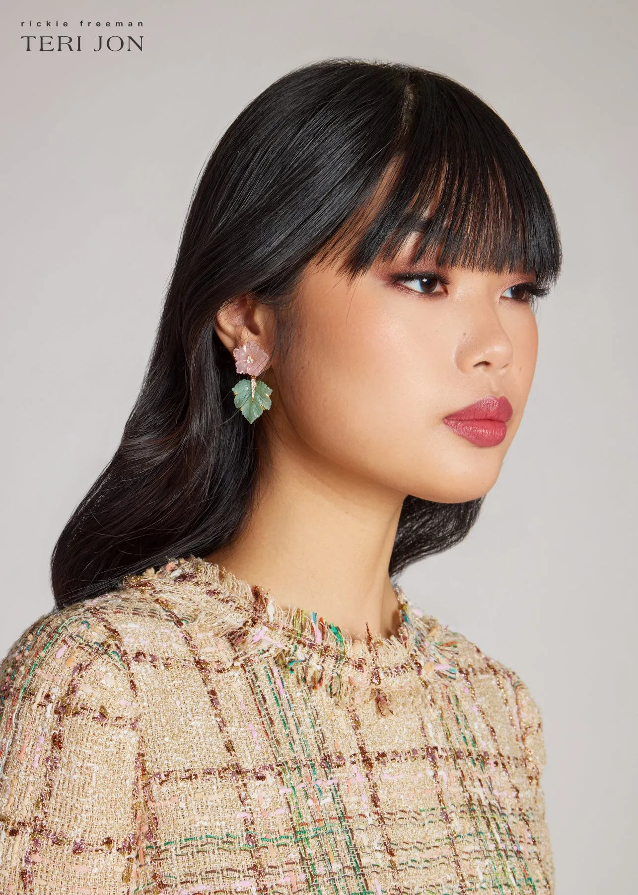 Adventurine Leaf Drop Earrings sold by Teri Jon product image thumbnail 2