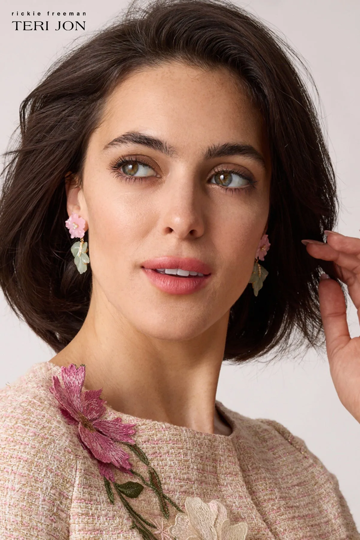 Adventurine Leaf Drop Earrings sold by Teri Jon product image thumbnail 5