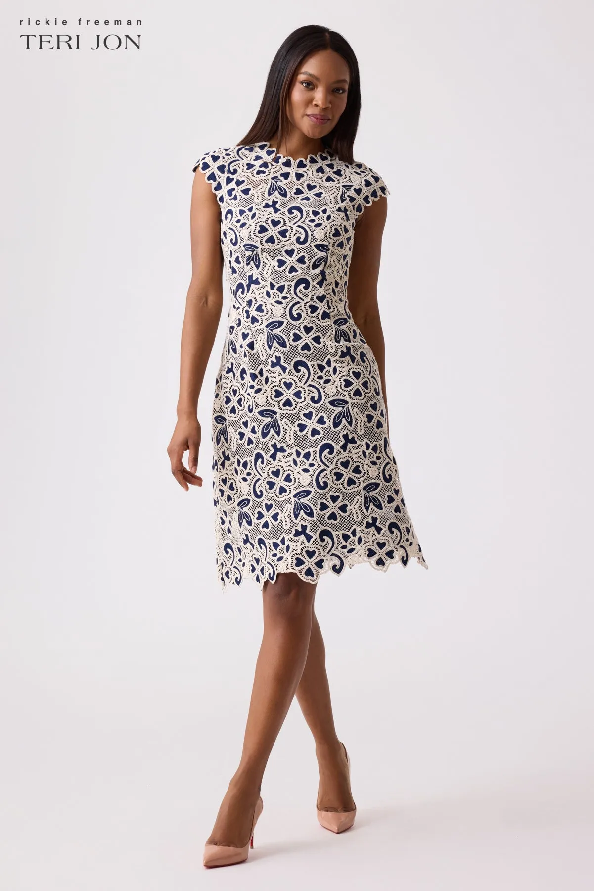 Daytime Crochet A-Line Skirt Dress sold by Teri Jon product image thumbnail 3