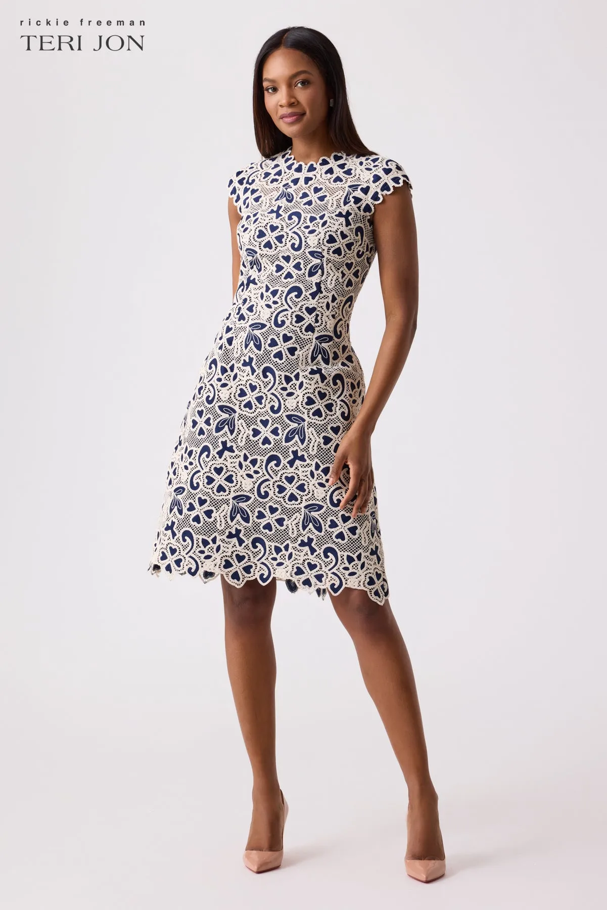 Daytime Crochet A-Line Skirt Dress sold by Teri Jon product image thumbnail 2