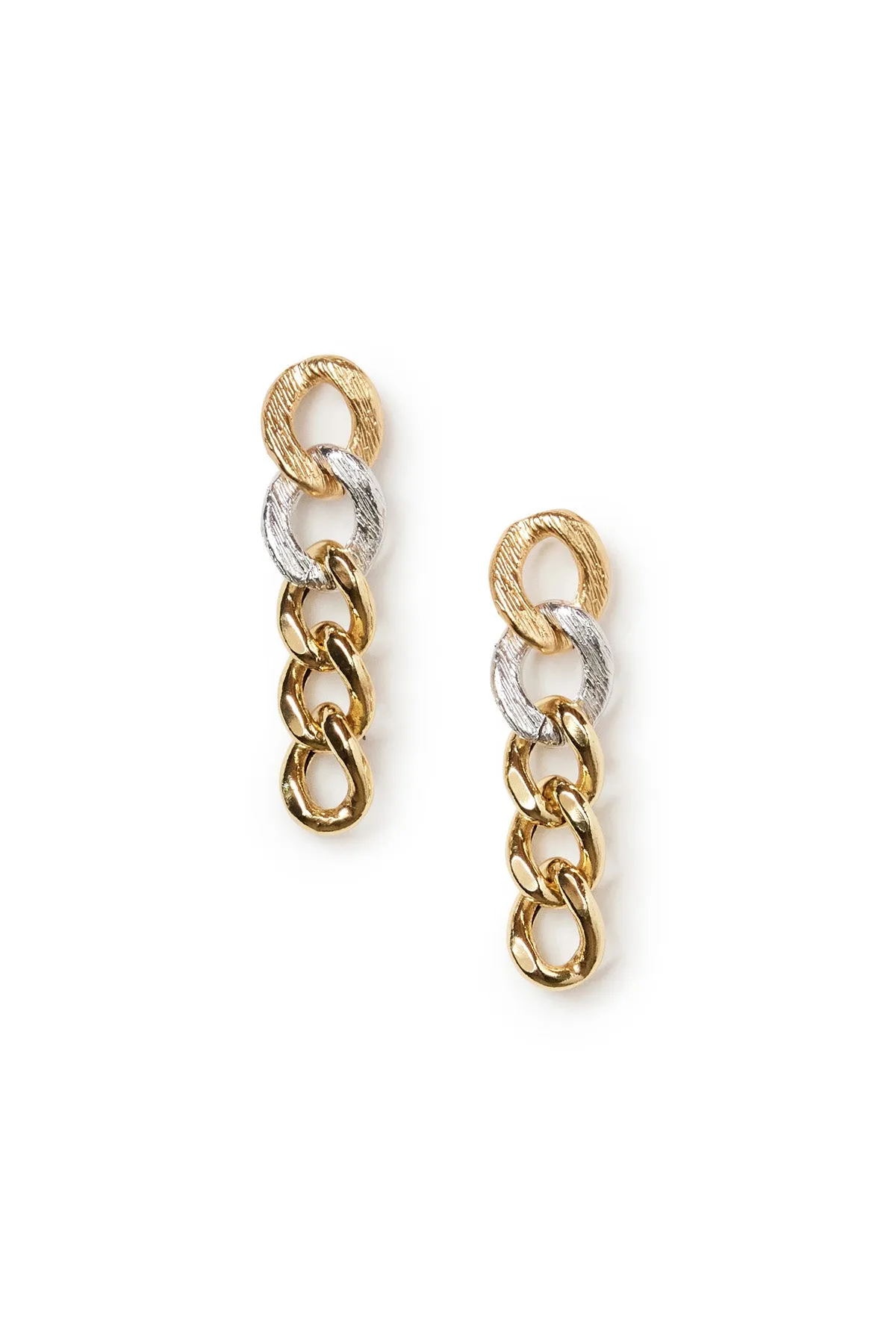 Dual-Tone Curb Link Pendant Earrings sold by Teri Jon