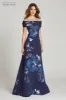 Large Floral Pattern Jacquard Off the Shoulder Gown sold by Teri Jon