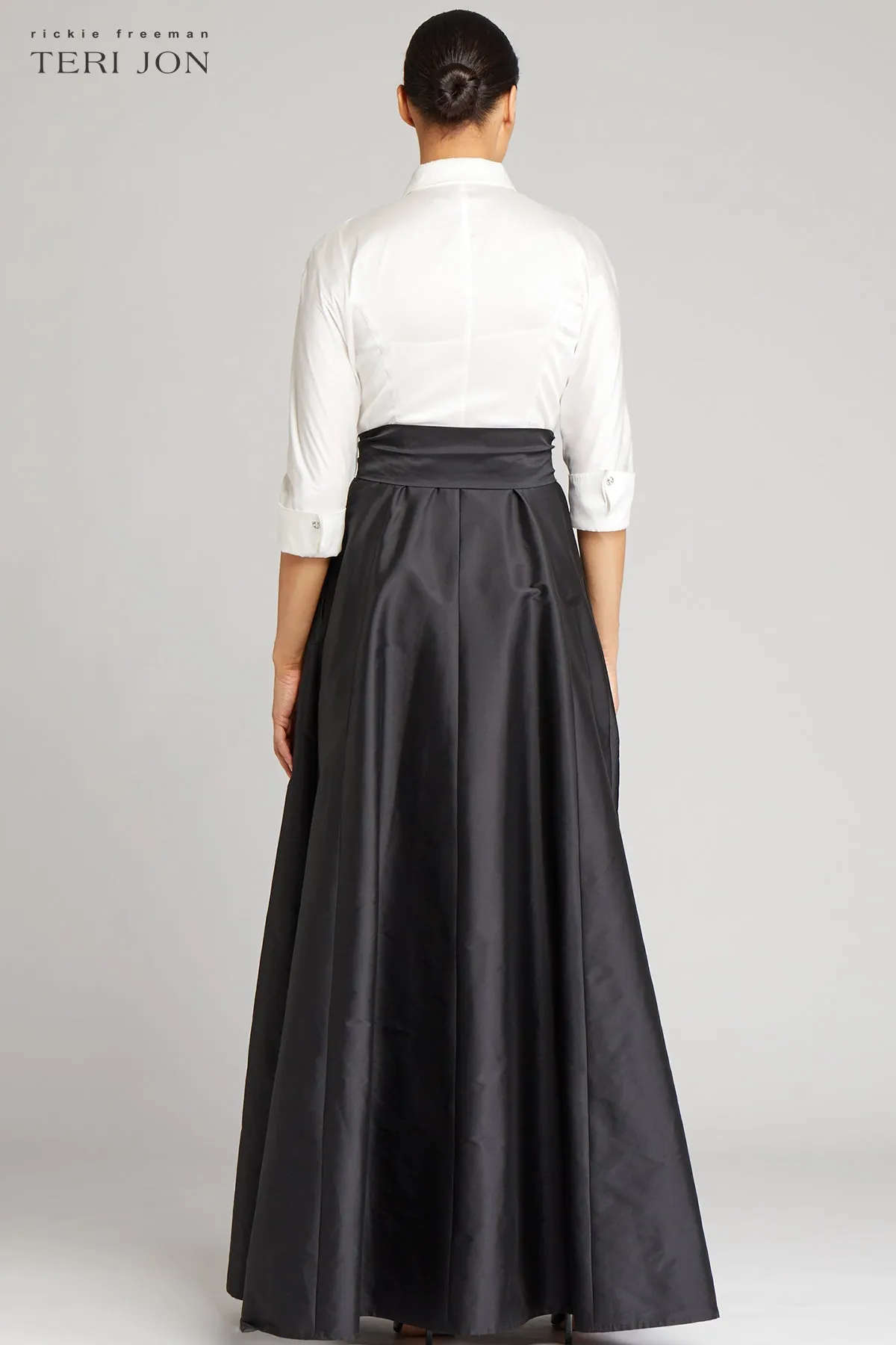 3/4 Sleeve Taffeta Shirt Waist Color Block Gown sold by Teri Jon product image thumbnail 3
