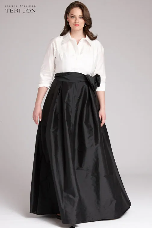 3/4 Sleeve Taffeta Shirt Waist Color Block Gown sold by Teri Jon product image thumbnail 2