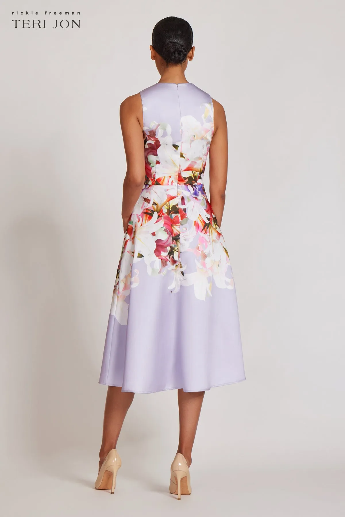 Floral Border Pattern Gazar Dress sold by Teri Jon product image thumbnail 4