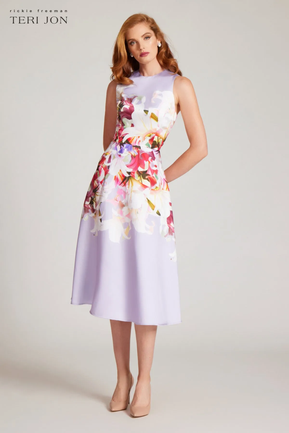 Floral Border Pattern Gazar Dress sold by Teri Jon
