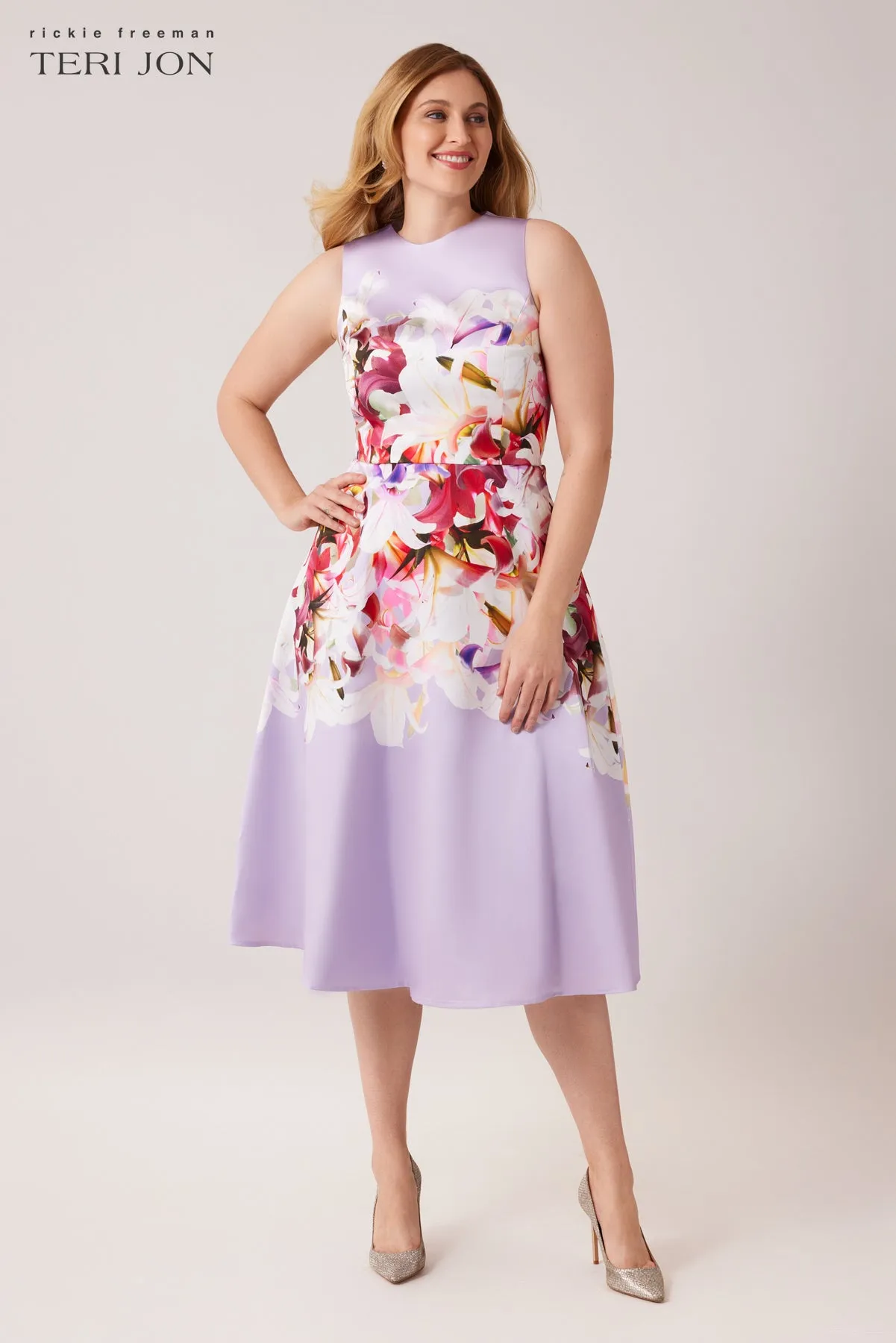 Floral Border Pattern Gazar Dress sold by Teri Jon product image thumbnail 2