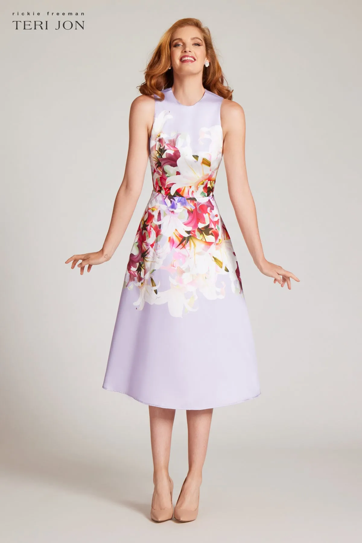 Floral Border Pattern Gazar Dress sold by Teri Jon product image thumbnail 3