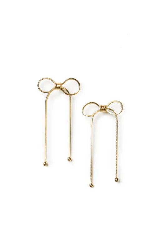 Herringbone Bow Long Drop Earrings made by Teri Jon