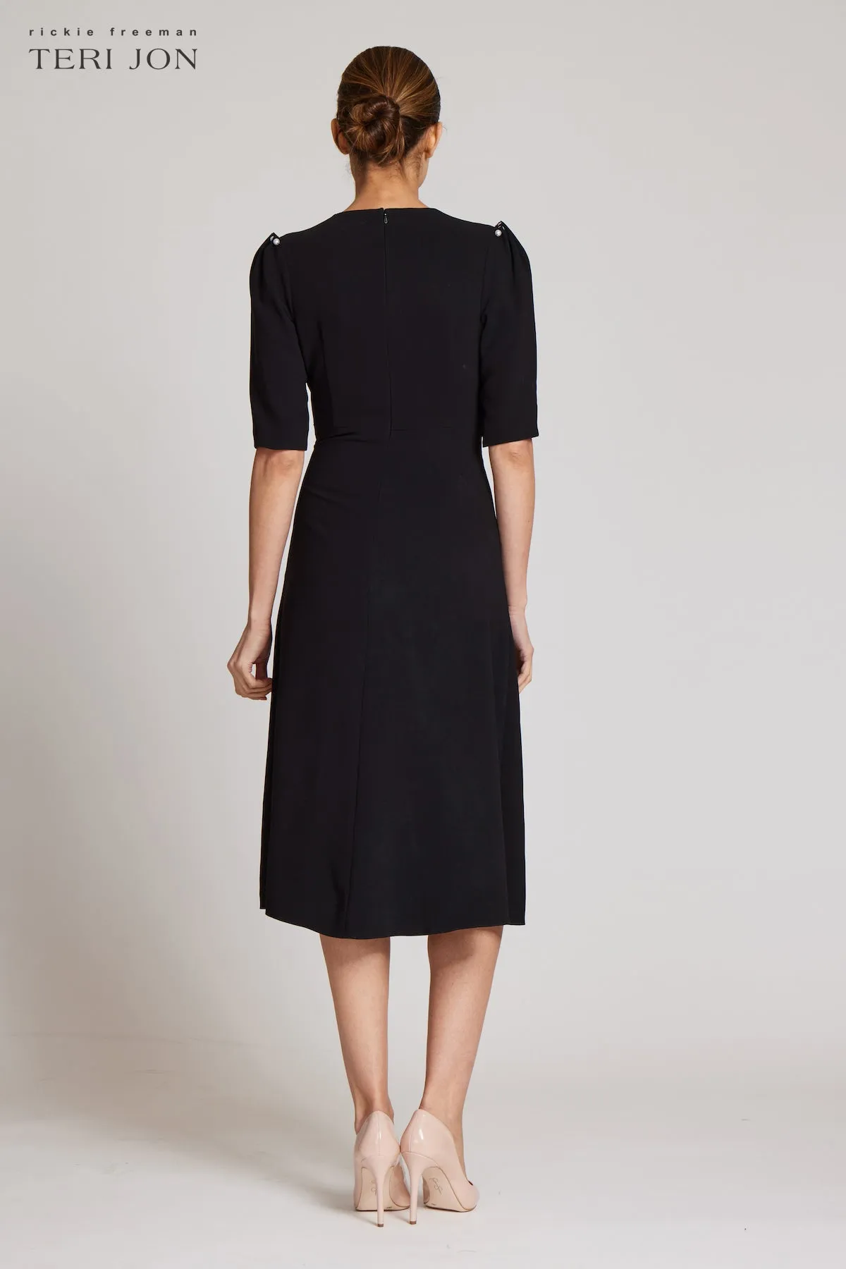 Stretch Crepe Pearl Trim Cocktail Dress sold by Teri Jon product image thumbnail 4