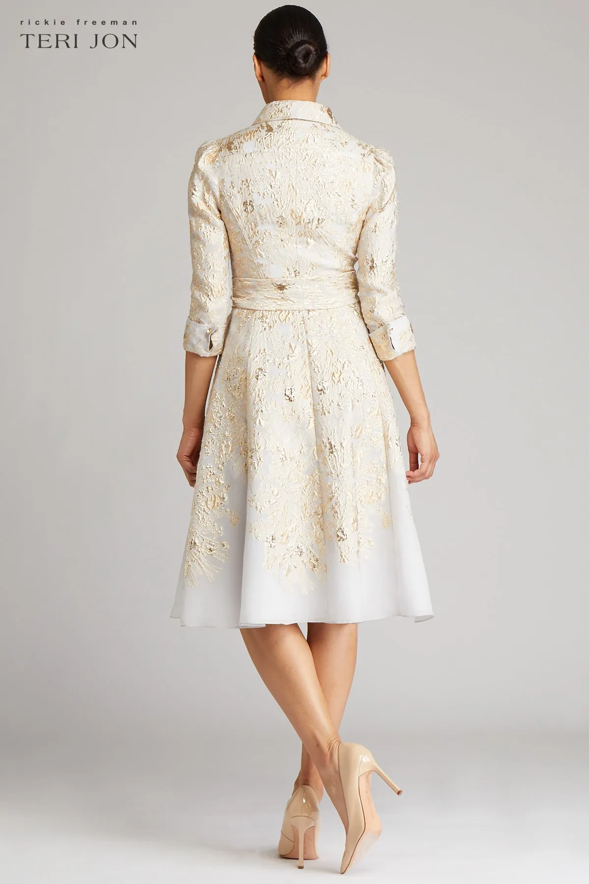 Metallic Jacquard Shirtdress sold by Teri Jon product image thumbnail 3