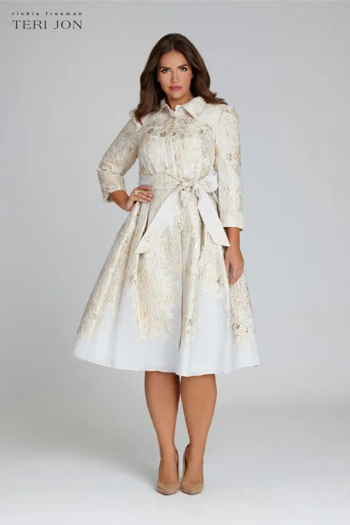 Metallic Jacquard Shirtdress sold by Teri Jon product image thumbnail 2