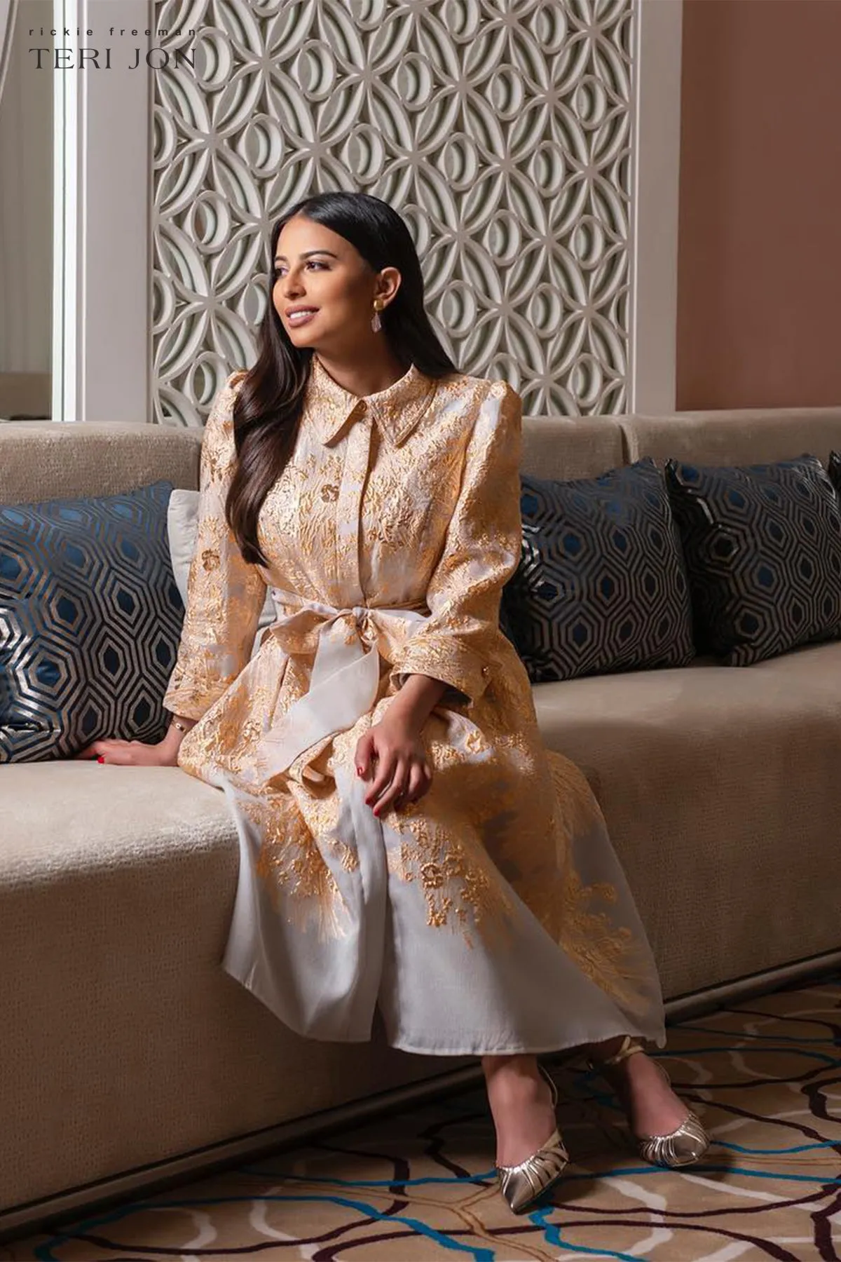 Metallic Jacquard Shirtdress sold by Teri Jon product image thumbnail 4