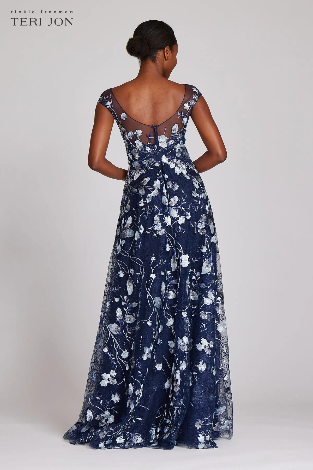 Embroidered Lace Illusion Gown sold by Teri Jon product image thumbnail 3