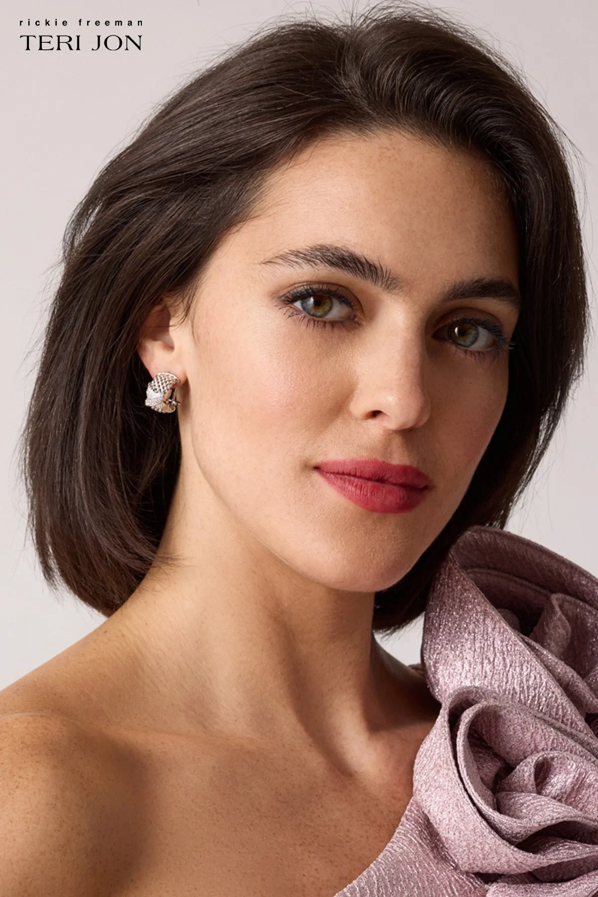 Silver Woven Textured Earrings sold by Teri Jon product image thumbnail 3