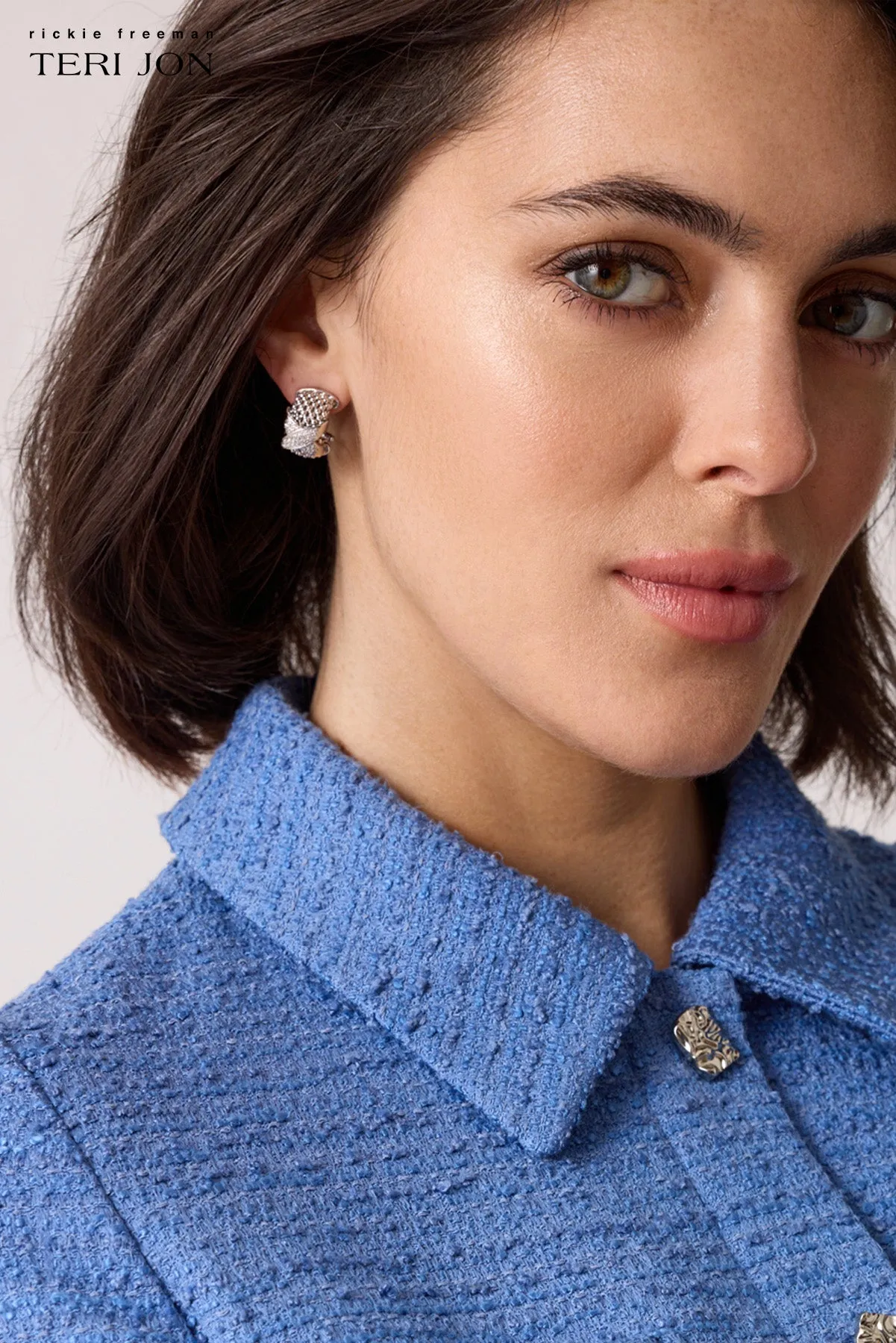 Silver Woven Textured Earrings sold by Teri Jon product image thumbnail 2