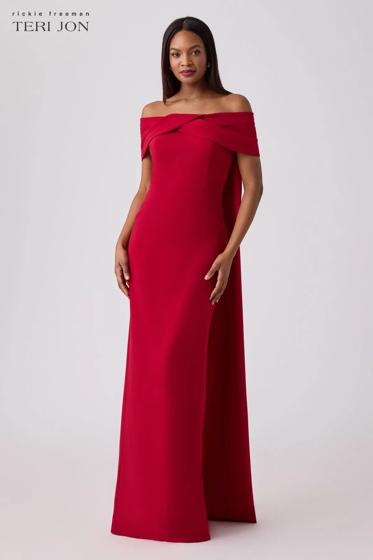 Formal Crepe Train Evening Gown sold by Teri Jon