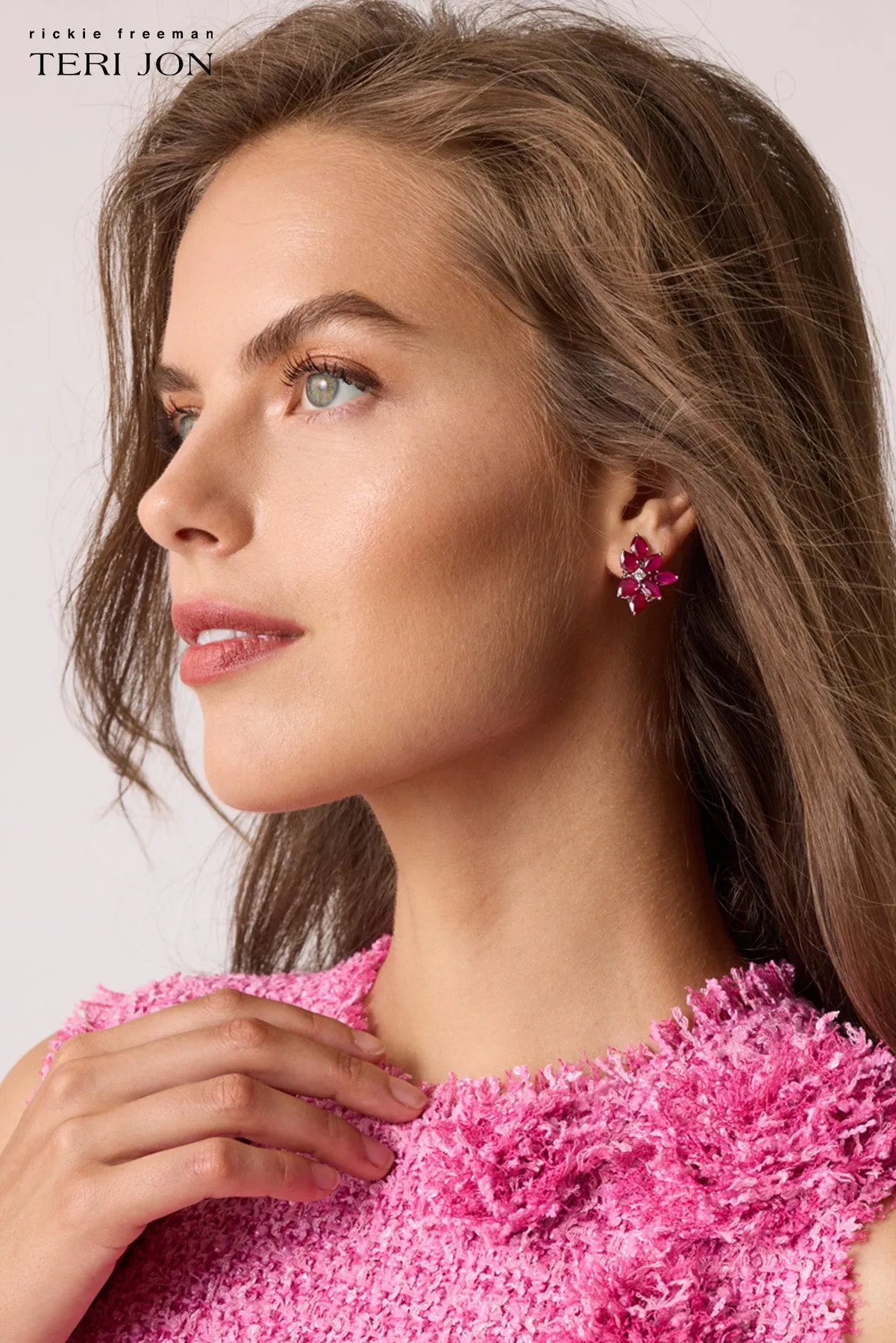 Floral Crystal Earrings sold by Teri Jon product image thumbnail 4