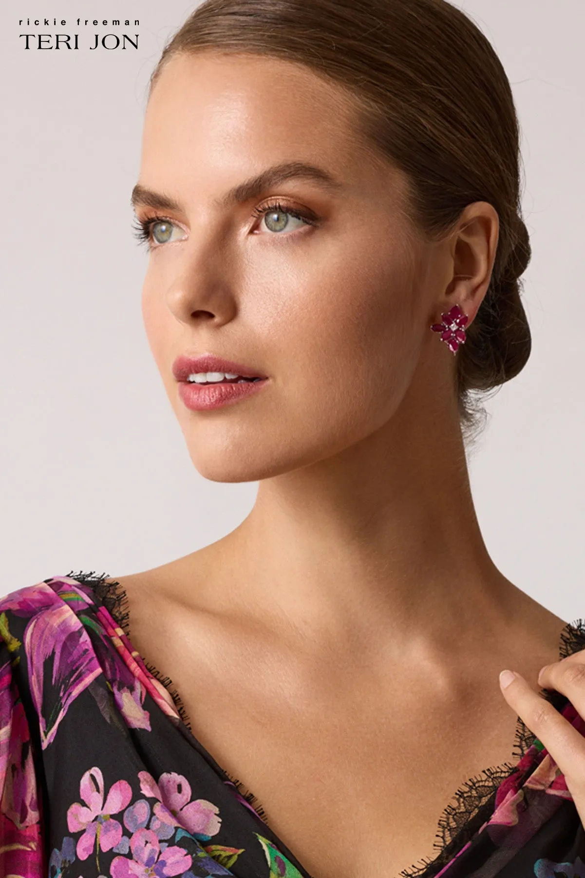 Floral Crystal Earrings sold by Teri Jon product image thumbnail 5