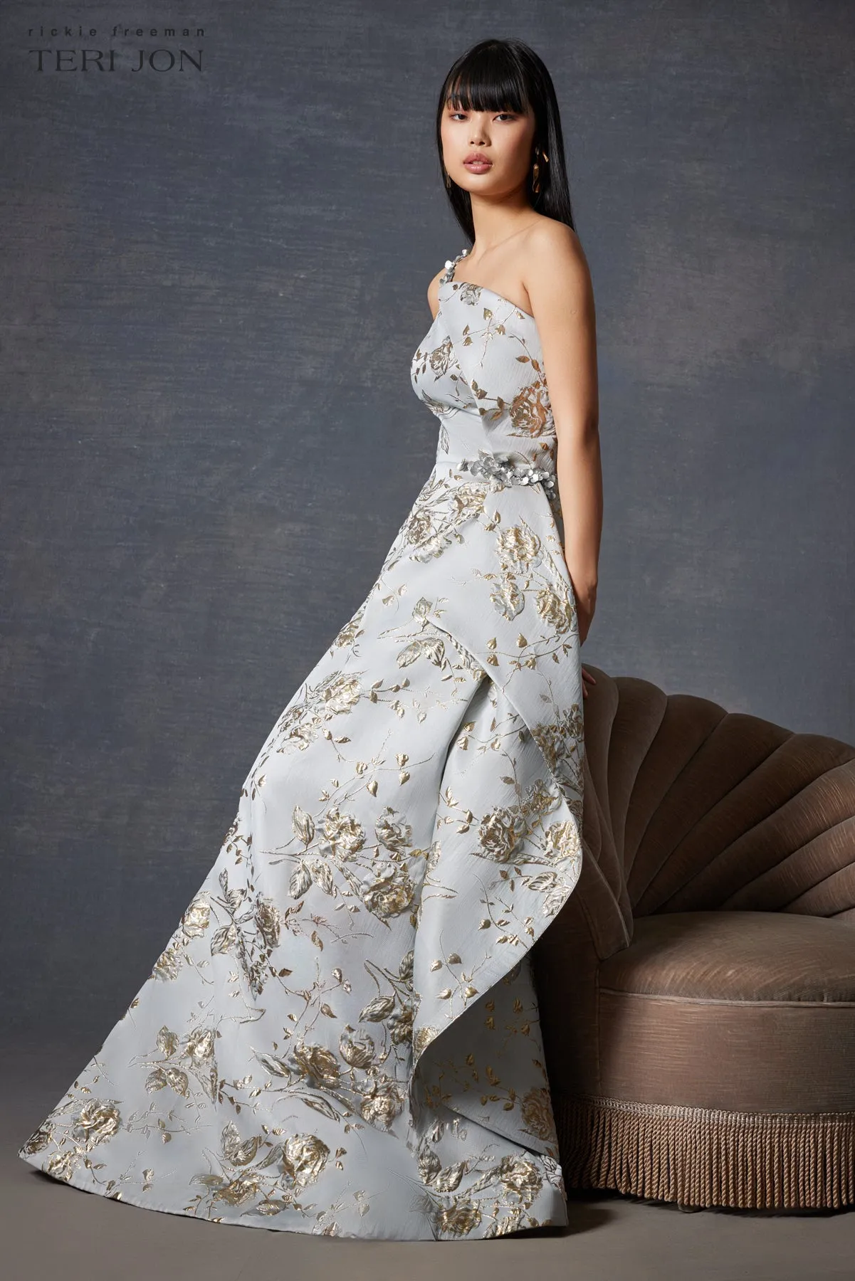 Metallic Jacquard Beaded Gown sold by Teri Jon