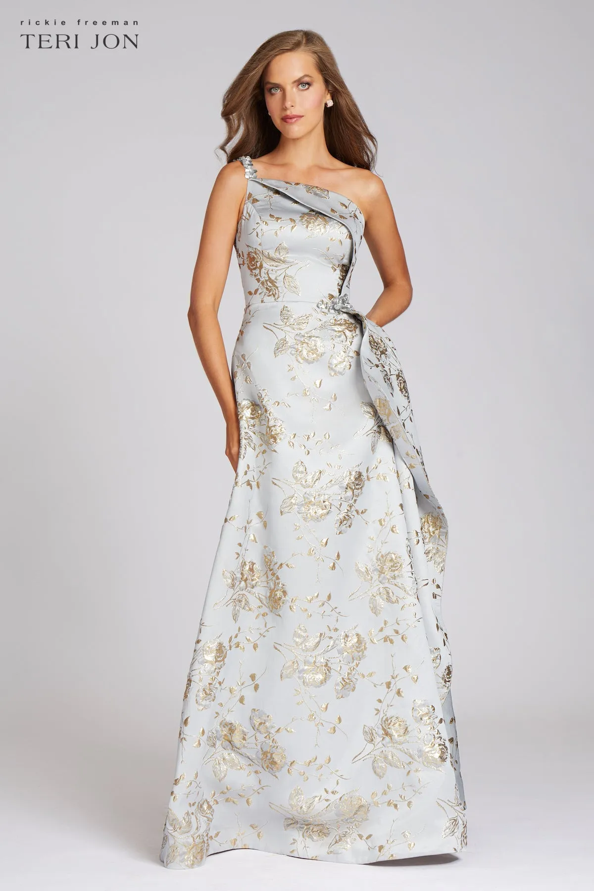 Metallic Jacquard Beaded Gown sold by Teri Jon product image thumbnail 2