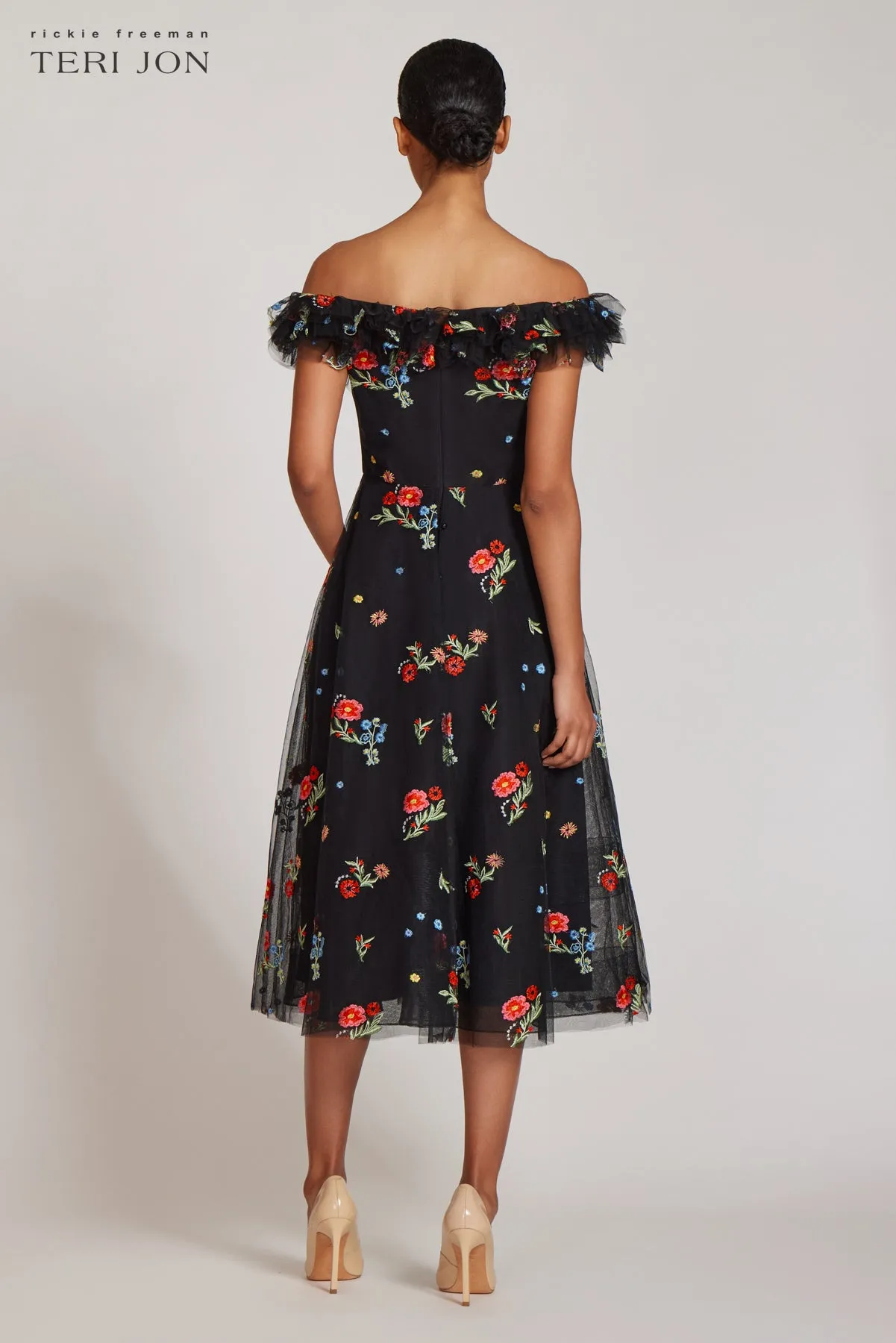 Floral Tulle Ruffle Dress sold by Teri Jon product image thumbnail 4