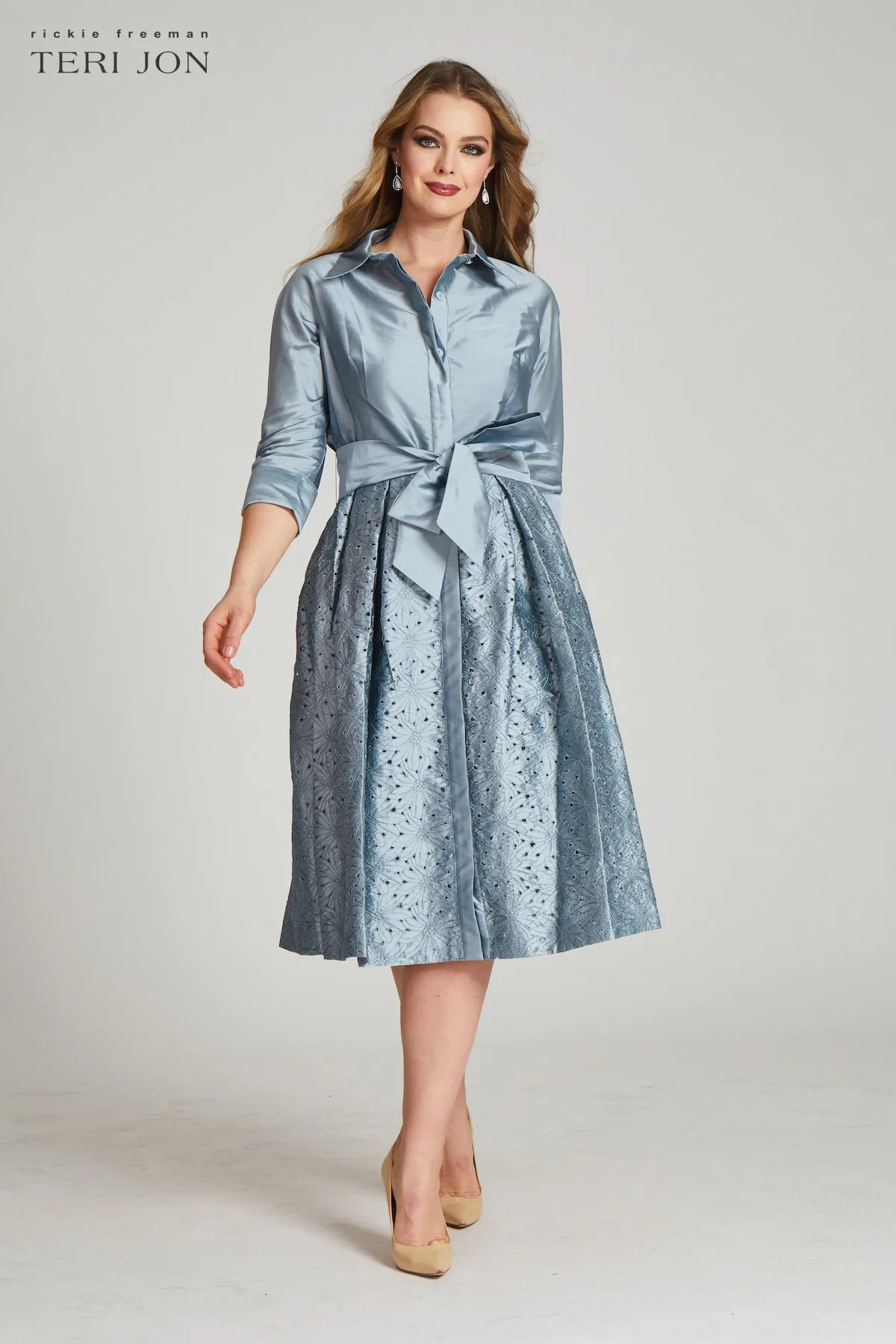 Lazercut Skirt Shirt Dress sold by Teri Jon product image thumbnail 2