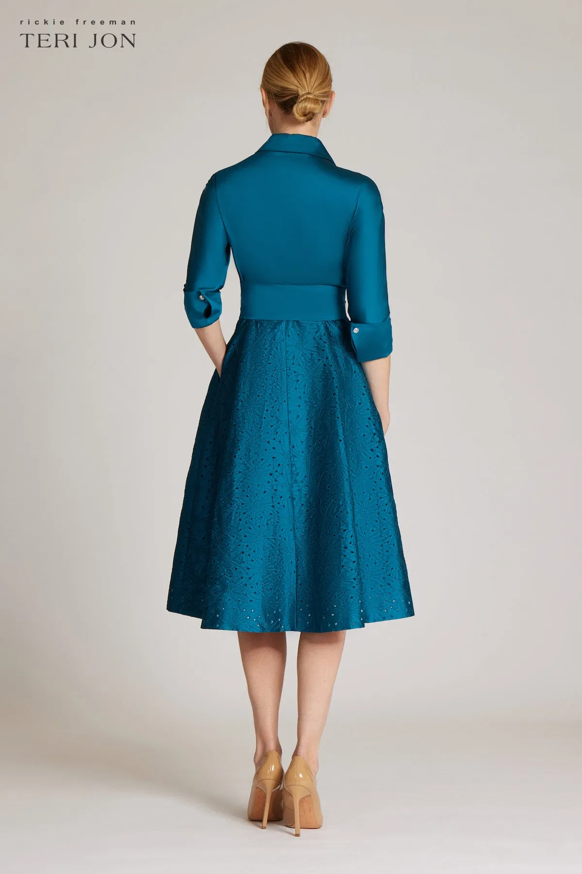 Lazercut Skirt Shirt Dress sold by Teri Jon product image thumbnail 5