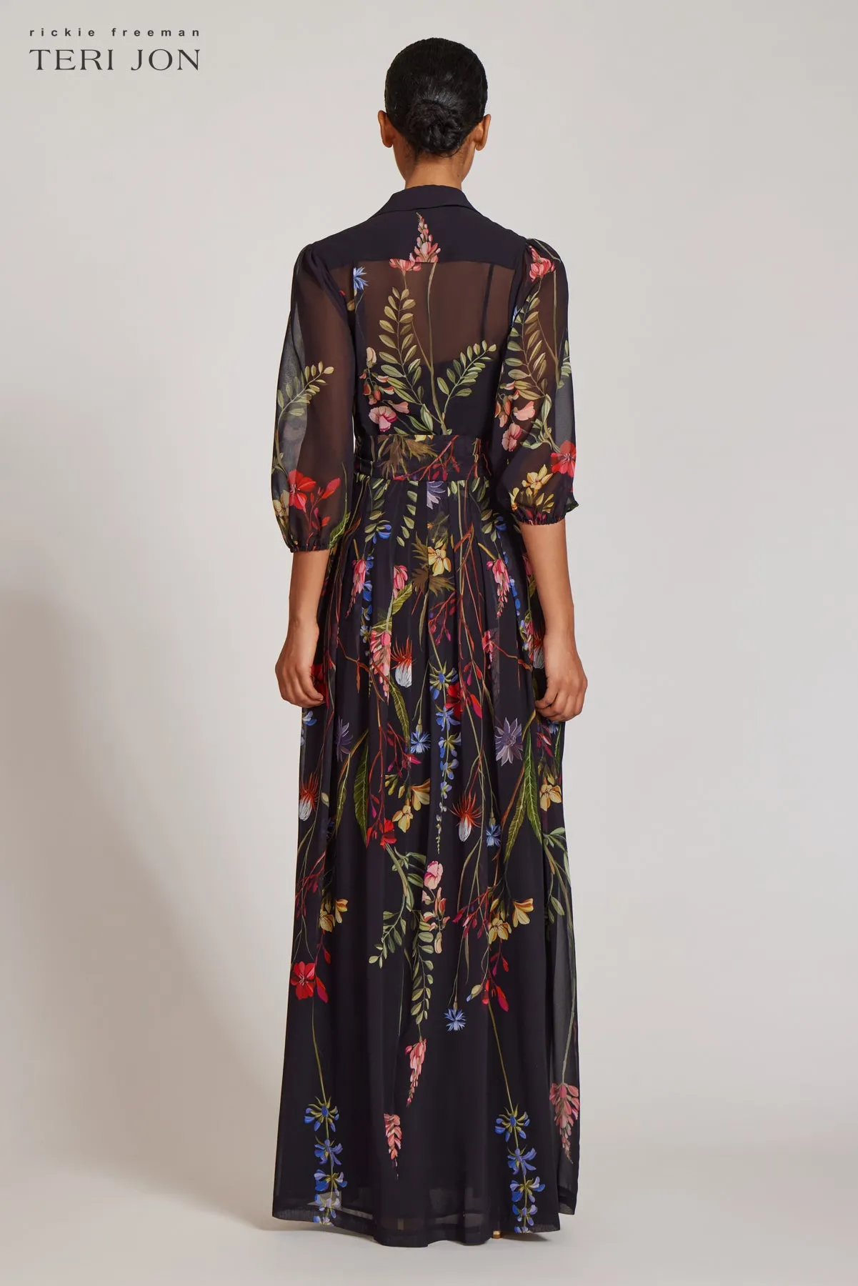 Chiffon Shirt Waist Gown sold by Teri Jon product image thumbnail 5