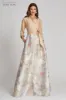 Taffeta Shirt Gown With Jacquard Floral Skirt sold by Teri Jon