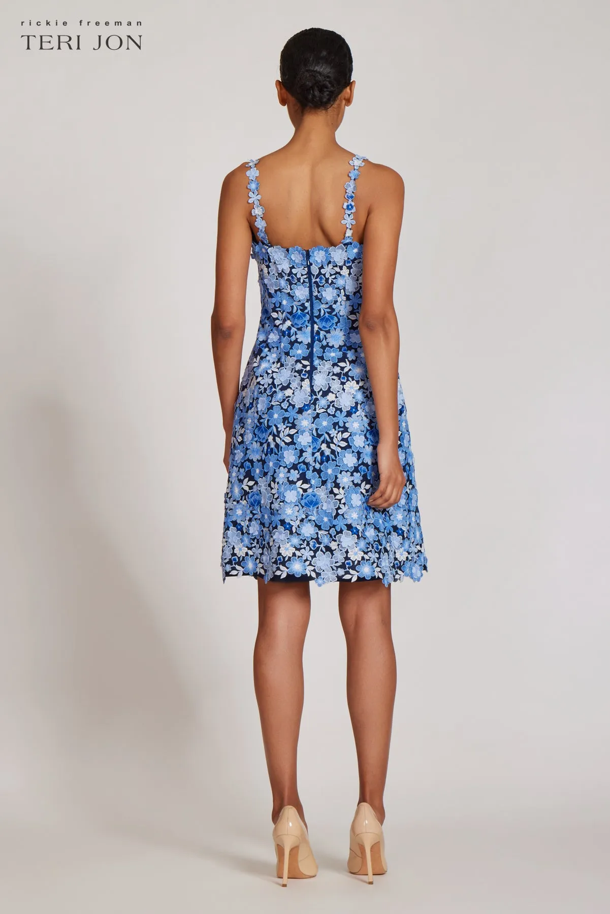 Embroidered Floral Lace Slip Dress sold by Teri Jon product image thumbnail 4