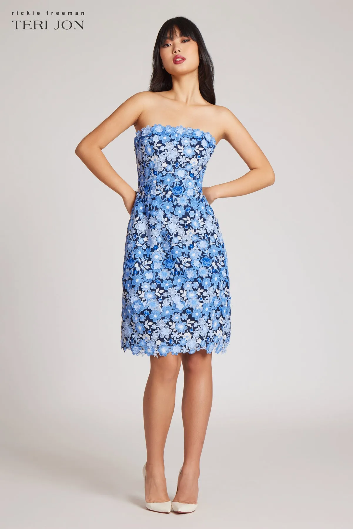 Embroidered Floral Lace Slip Dress sold by Teri Jon product image thumbnail 3